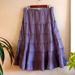 Studio Vest Apparel Tiered Cotton Chambray Cottagecore Southwestern Maxi Skirt